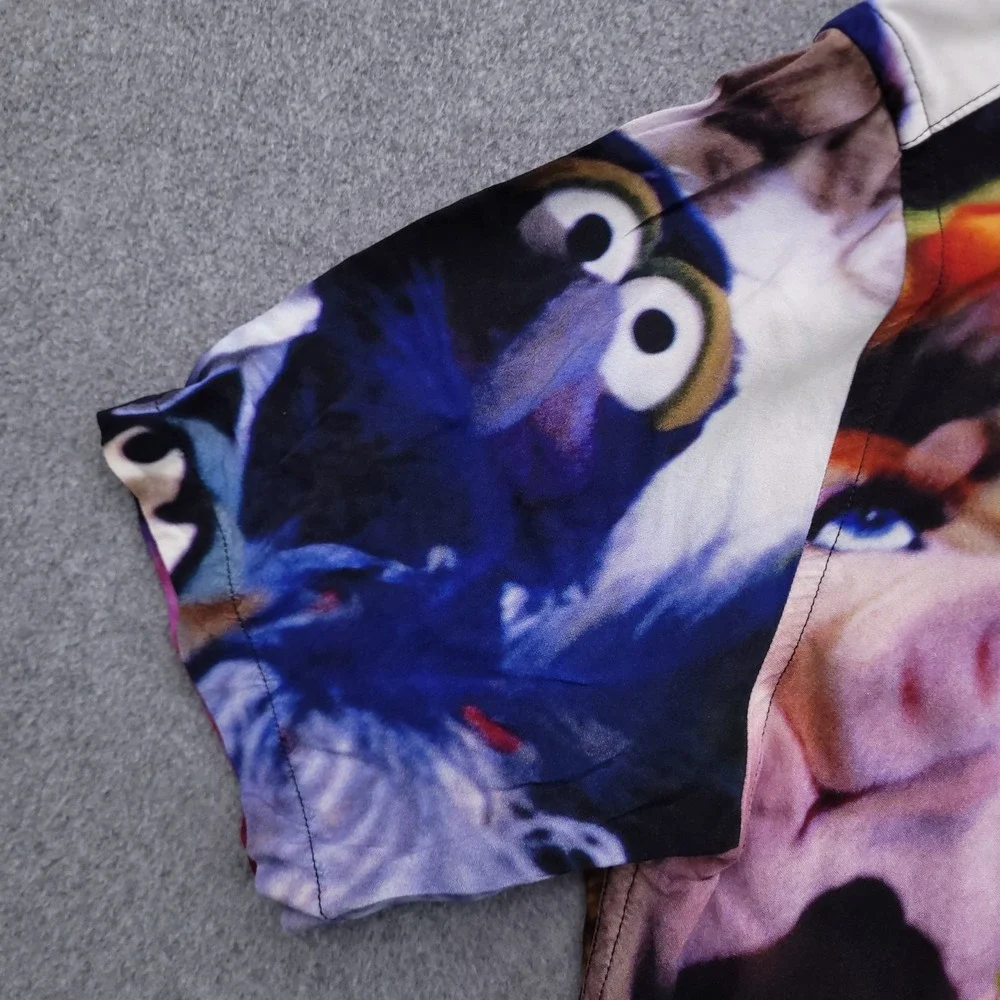 Disney Parks Shirt Mens M The Muppets All Over Print Camp Button Up AOP